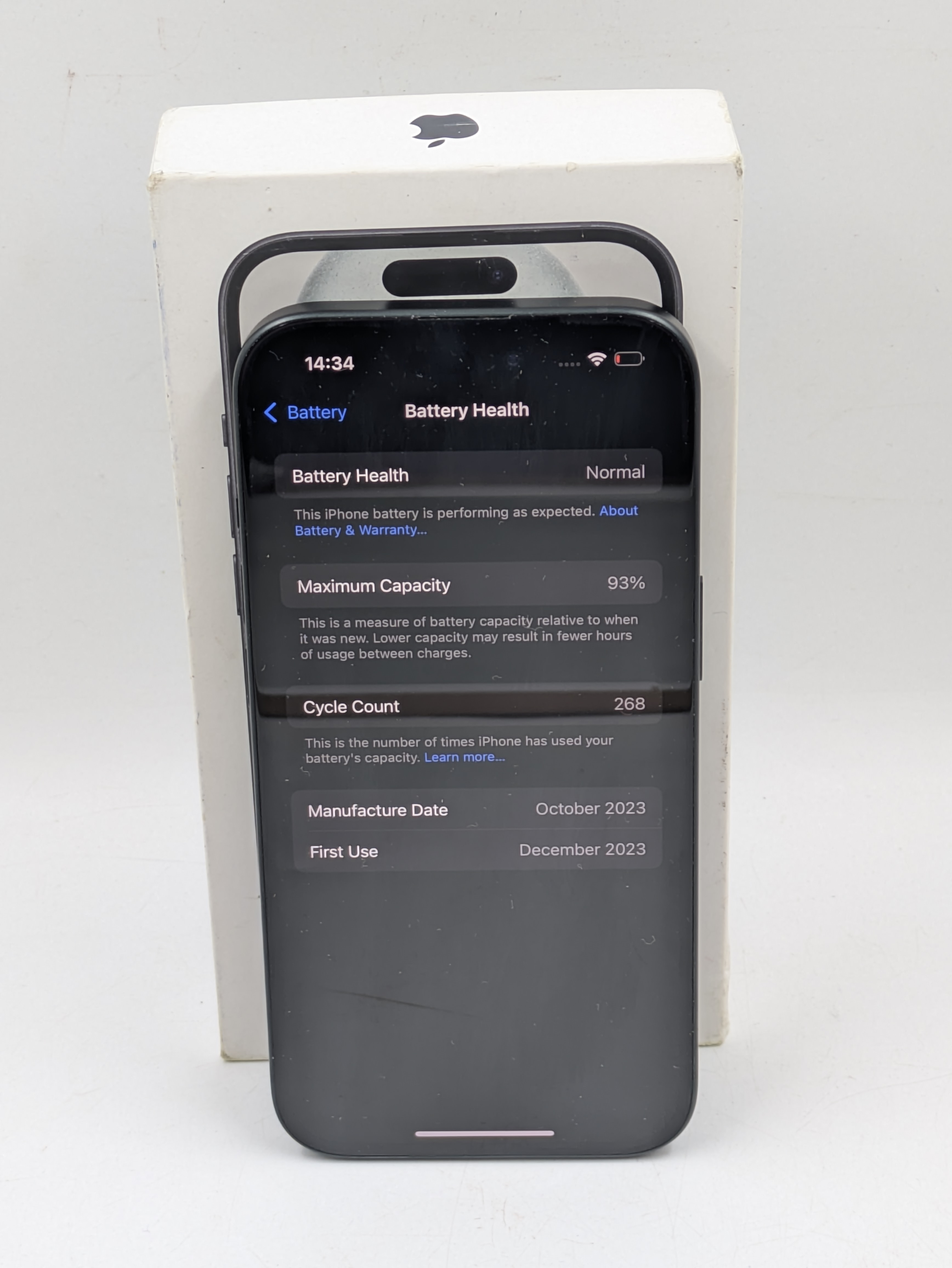 Pre-owned APPLE IPHONE 15, BLACK, UNLOCKED, 128GB - 93% BATTERY
